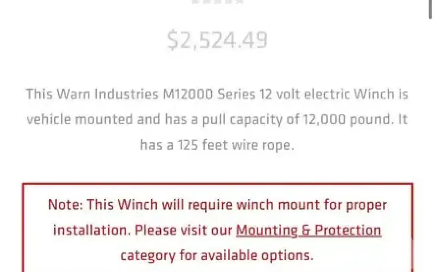 Warn m12 12,000 lb winch — used gear for sale (photo 4)