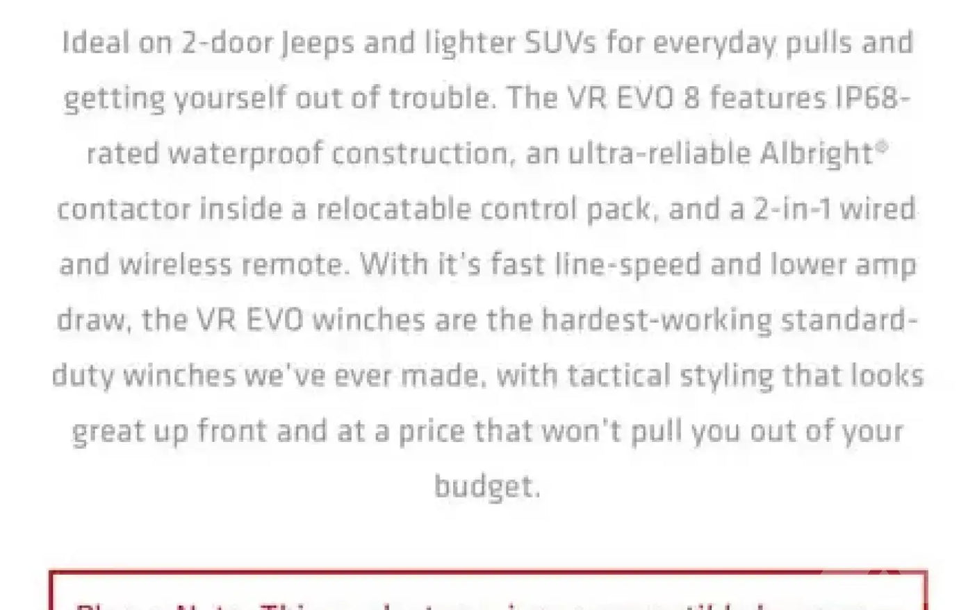 Warn VR EVO 8s winch — used gear for sale (photo 5)