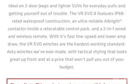 Warn VR EVO 8s winch — used gear for sale (photo 5)