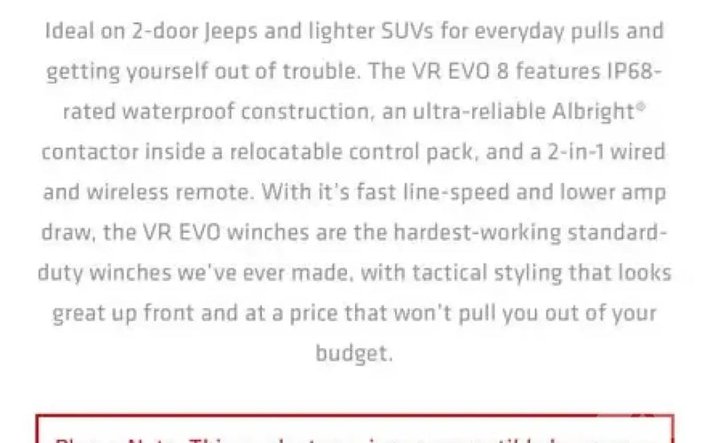 Warn VR EVO 8s winch — used gear for sale (photo 5) — photo 5