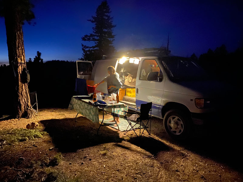  sunlit sky.|Your next adventure! This RV rental van is perfectly parked with doors open — photo 36