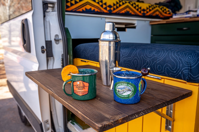  and ambient lighting.|White rv rental van at a scenic campground with red rock mountains — photo 4