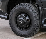 This RV rental sports a rugged BFGoodrich All-Terrain tire & black Mercedes-Benz wheel, ready for any adventure.