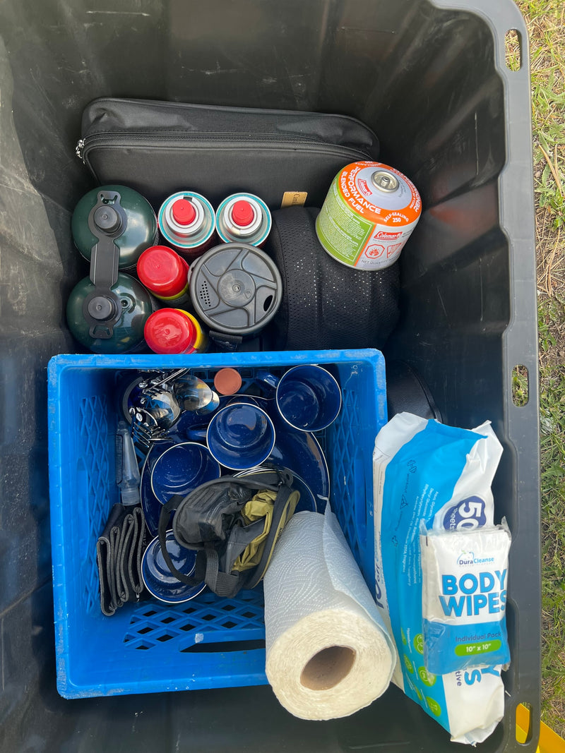 RV rental essentials: Camping gear, fuel, enamelware, and wipes for an adventure-ready trip. — photo 14