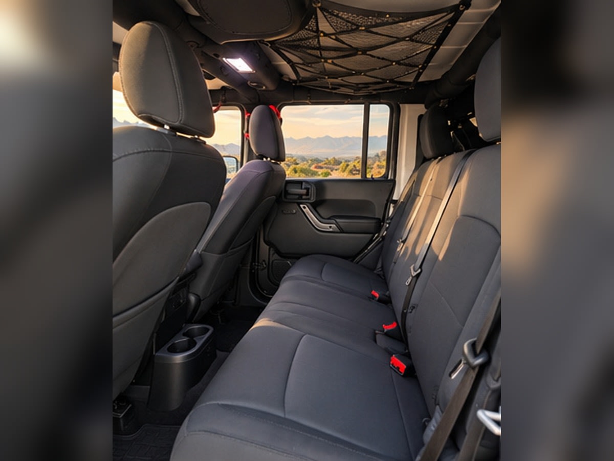  makes an epic RV rental for outdoor adventure.|Custom black Jeep Wrangler with off-road gear for rugged travel. Ideal adventure rv rental — photo 4