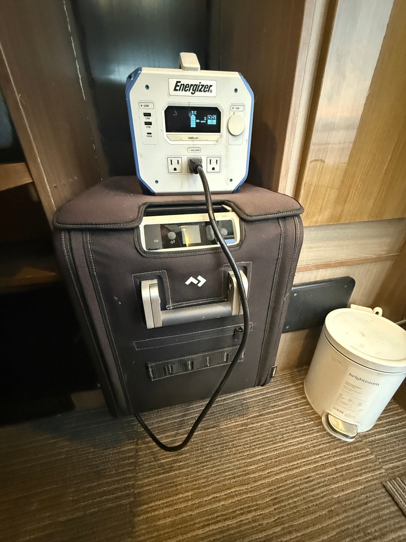 An Energizer power station connected to a Dometic cooler in an rv rental, providing portable energy for road trips. — photo 15