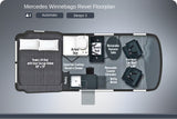 Mercedes Winnebago Revel RV rental floorplan: sleeps 3, seats 4. Detailed layout with bed, kitchen, and bath.