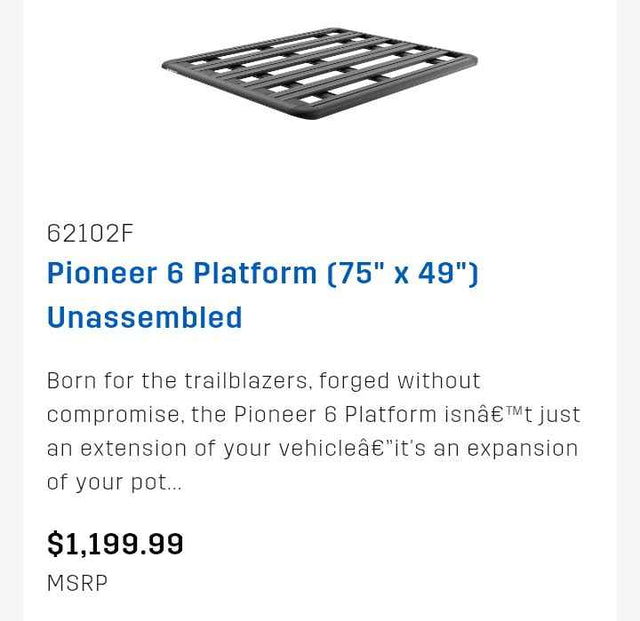Think Rhino Roof Rack with shovel and lights New but open box, comes with mounting hardware — photo 2