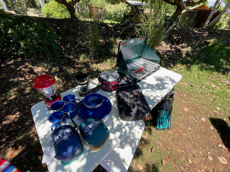 Perfect RV rental setup: Coleman stove, lantern, enamelware, and ENO hammocks for comfortable camping. — photo 8