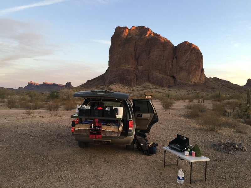  and two red chairs. Perfect RV rental alternative.|Charging setup in an RV rental: a multi-port USB charger connected to a 12V socket — photo 11