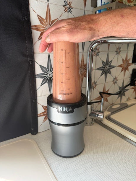 A Ninja Personal Blender making a fresh smoothie! Available upon request with an additional charge. Need shore power or the generator to use.