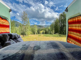  viewed from open side door.|RV rental interior: cozy space with compact shower
