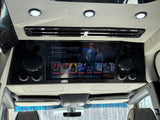 Luxury **RV rental** interior: large screen TV showing Netflix's "Ransom Canyon" with Alpine audio. Great for mobile entertainment.