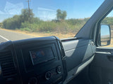  enjoying family camping adventure.|Silver Mercedes Sprinter rv rental campervan parked on pavers