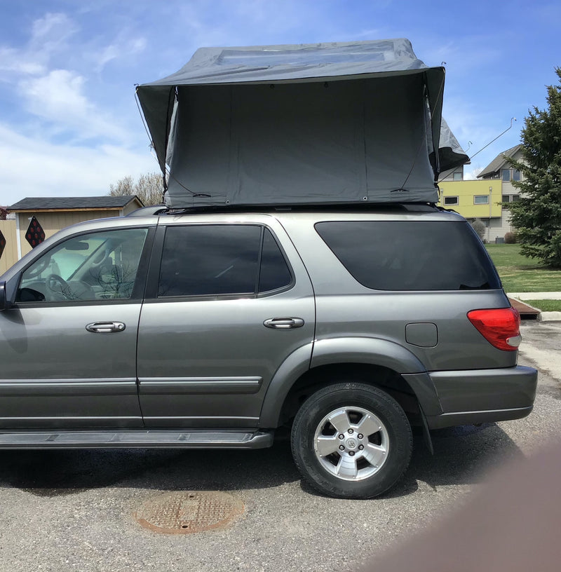  ready for overlanding & car camping adventures.|Grey SUV with a rooftop tent deployed — photo 6