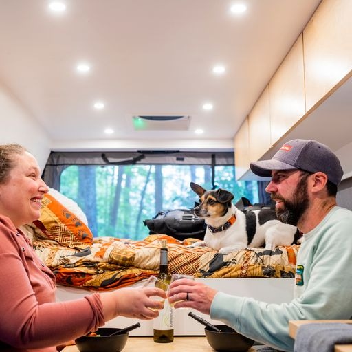  next to a sleeping area. Ideal for travel.||Organized drawers in an RV rental