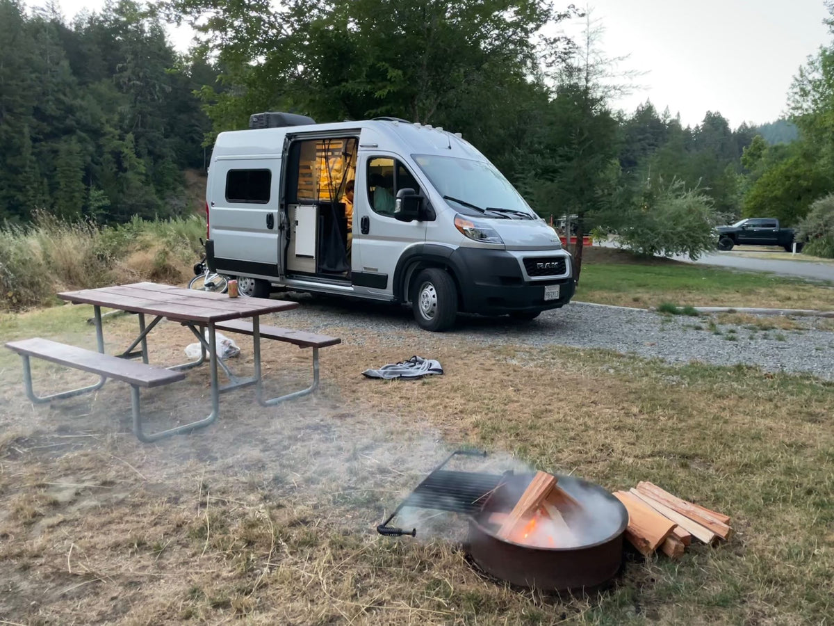 An RV rental ready for camping