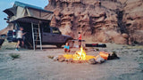 Desert camping with a rooftop tent on a Jeep & campfire. A unique outdoor escape, an alternative to an RV rental.
