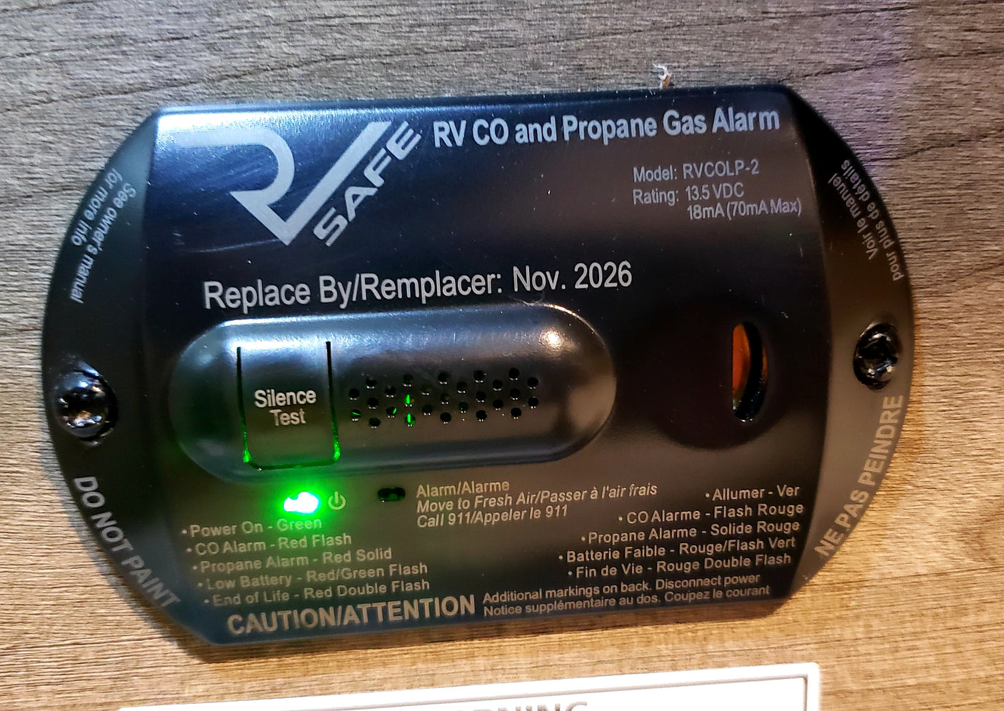 RV rental essential: This RV CO and Propane Gas Alarm ensures safety by detecting carbon monoxide and gas. Replace Nov 2026.