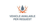 RV rental: Vehicle available per request, depicted by a logo of antlers & a pine tree. Inquire for booking.