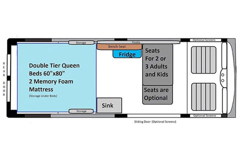 Wandervans Large Campervan with A/C and Heat 2 Queen Beds — photo 4