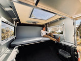 Relax in this RV rental truck camper with panoramic views & portable power. Ideal for outdoor adventures and comfortable stays.