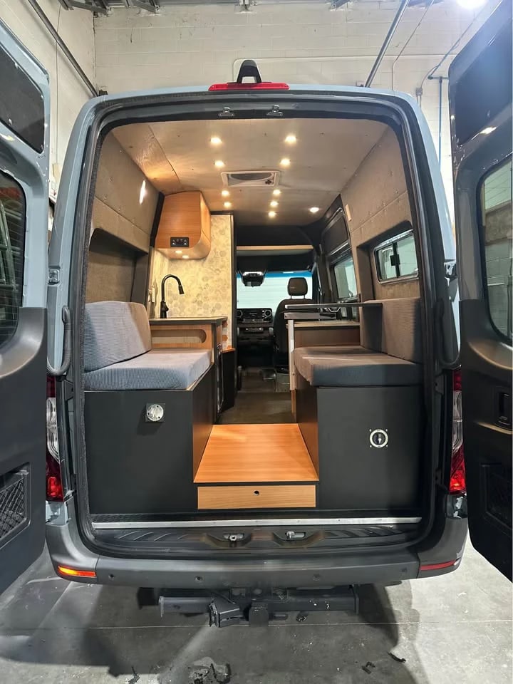  ready for RV rental.|Grey custom Sprinter camper van