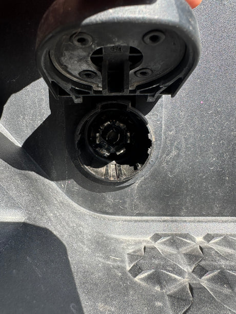 Dusty 7-pin trailer connector, essential for RV rental hookup. Key for reliable towing.