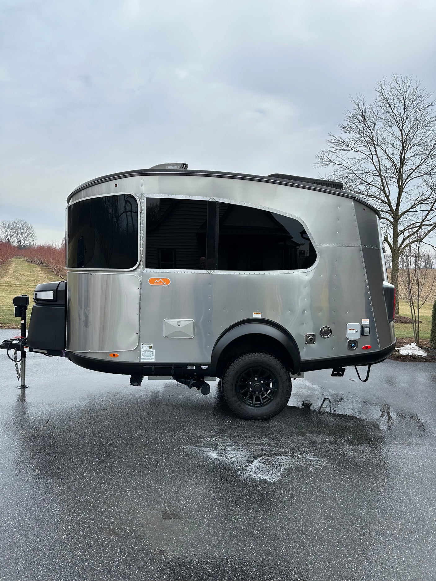 Modern silver Airstream Basecamp X travel trailer, perfect for your next RV rental adventure.