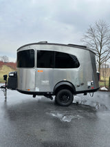 Modern silver Airstream Basecamp X travel trailer, perfect for your next RV rental adventure.