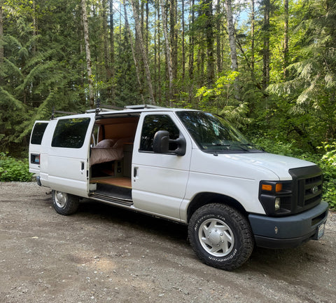 PNW Ready Van Conversion | Solar · Roof Rack · Fridge · Cozy Vibes overland rental