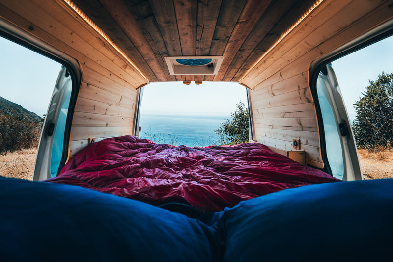  and a view of the field. USB charging available.|Rv rental interior: wooden walls — photo 9