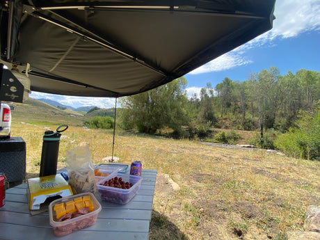 Add on our folding table for a quick and comfy picnic anywhere!