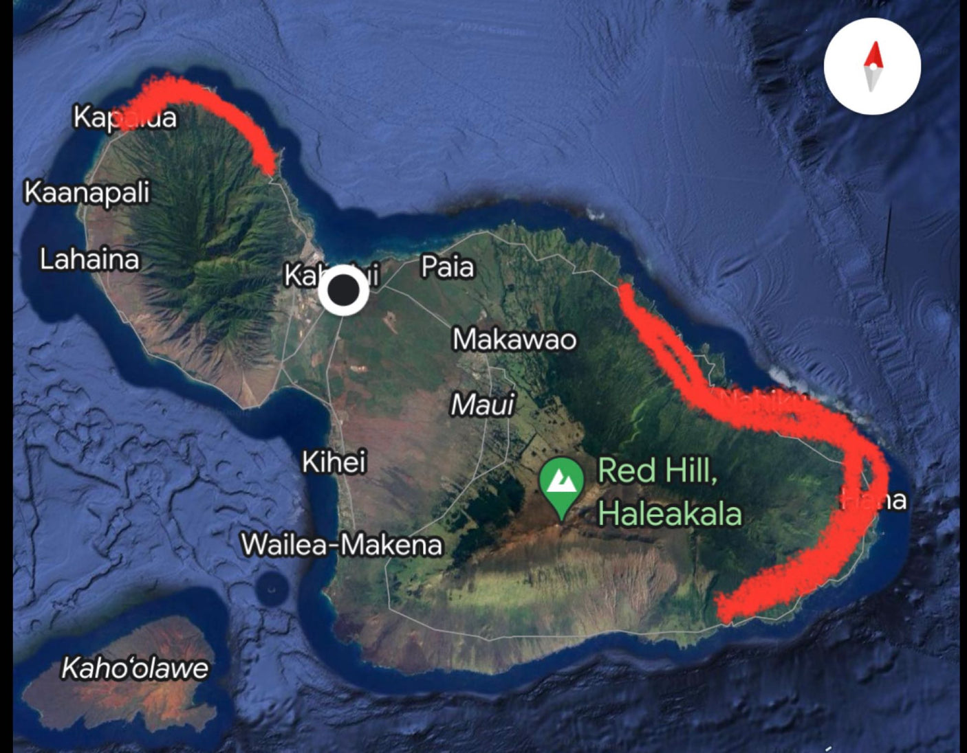 Map of Maui, Hawaii, highlighting coastal areas & towns. Plan your RV rental trip to explore this beautiful island.