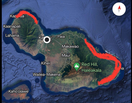 Map of Maui, Hawaii, highlighting coastal areas & towns. Plan your RV rental trip to explore this beautiful island.