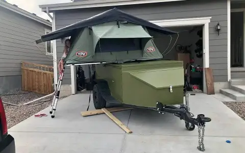 Custom trailer with tepui rooftop tent