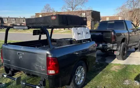 Overland camping trailer with decked storage