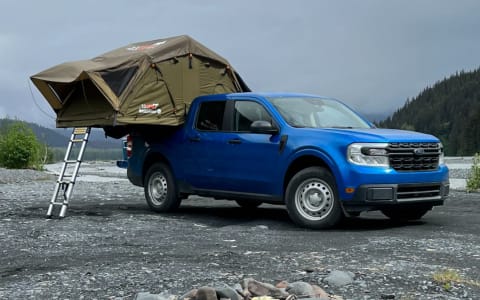 '22 Cobalt Blue Ford Maverick with Rooftop Tent an